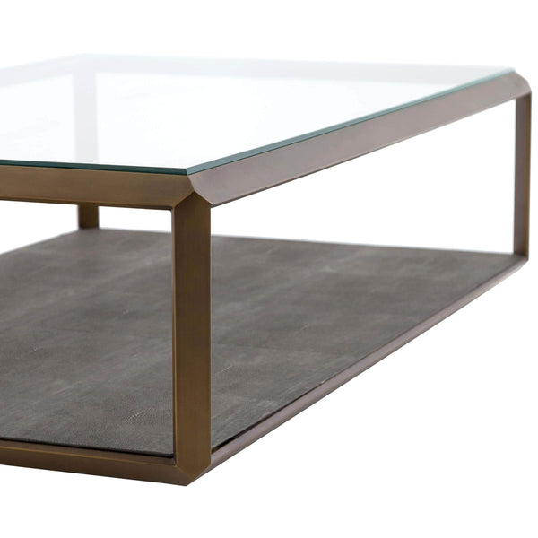 Home Fashion Shagreen Shadow Box Coffee Table Brass By Four Hands