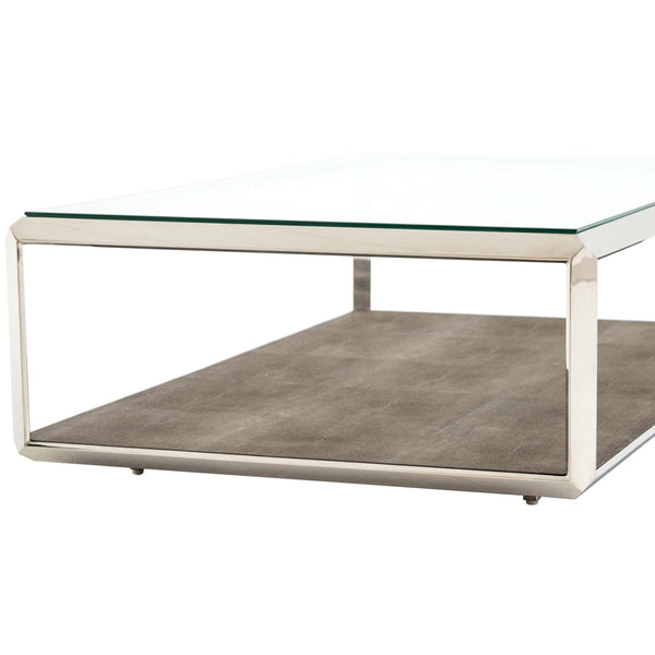 Home Fashion Shagreen Shadow Box Coffee Table Stainless Steel By Four Hands
