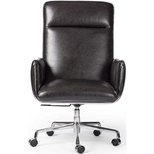 Home Fashion Sherman Leather Desk Chair Sonoma Black By Four Hands