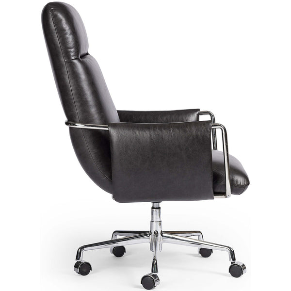 Home Fashion Sherman Leather Desk Chair Sonoma Black By Four Hands
