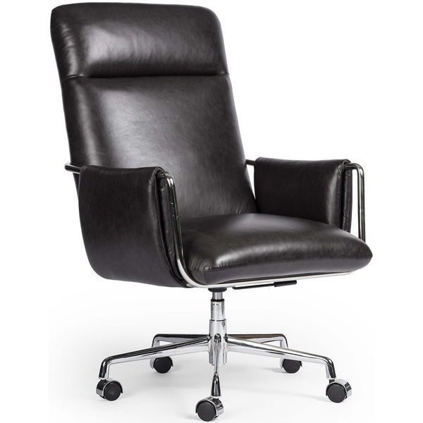 home fashion Sherman Leather Desk Chair Sonoma Black by Four Hands