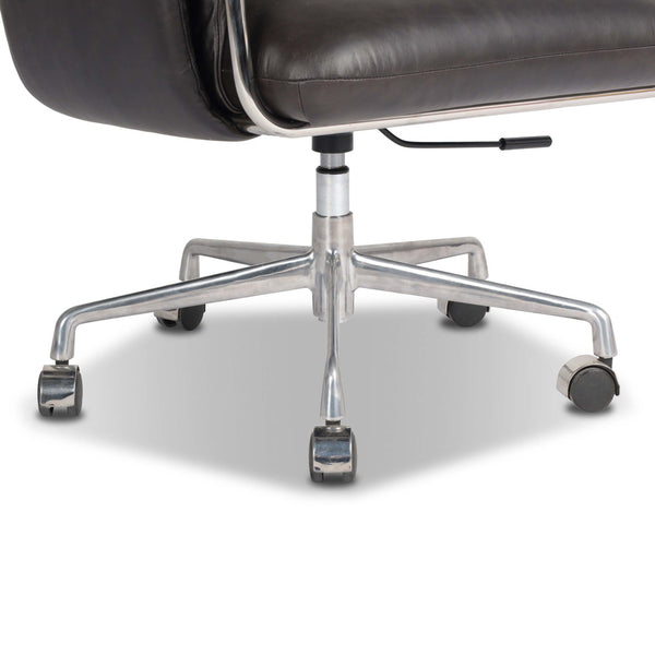 Home Fashion Sherman Leather Lowback Desk Chair Sonoma Black By Four Hands