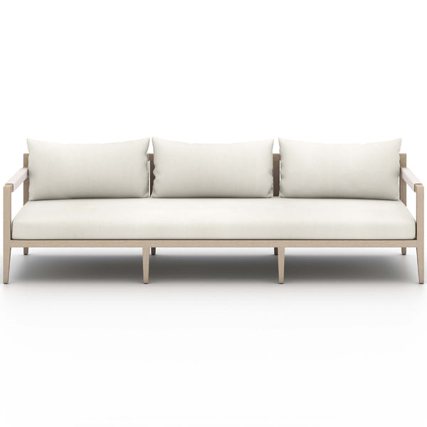 home fashion Sherwood 93" Outdoor Sofa Natural Ivory/Washed Brown by Four Hands