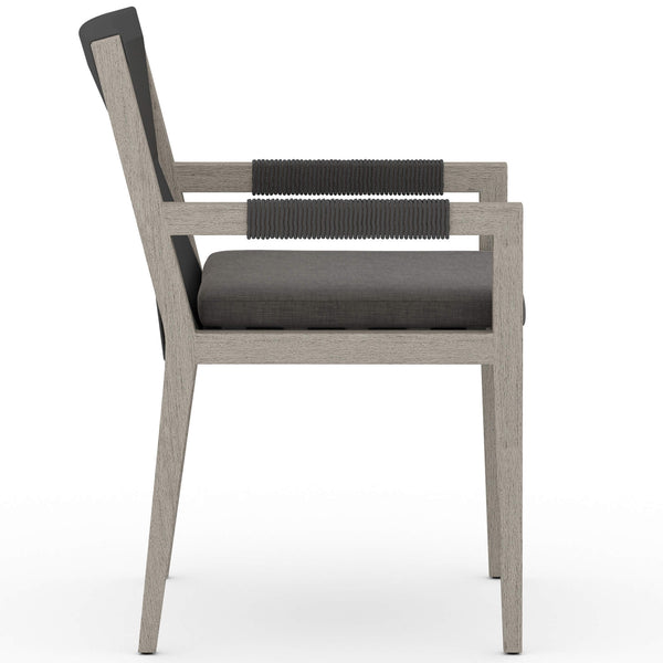 Home Fashion Sherwood Outdoor Arm Chair Charcoal/Weathered Grey By Four Hands