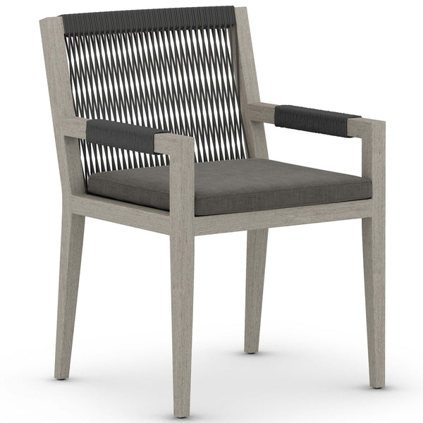home fashion Sherwood Outdoor Dining Arm Chair Charcoal/Weathered Grey Set of 2 by Four Hands