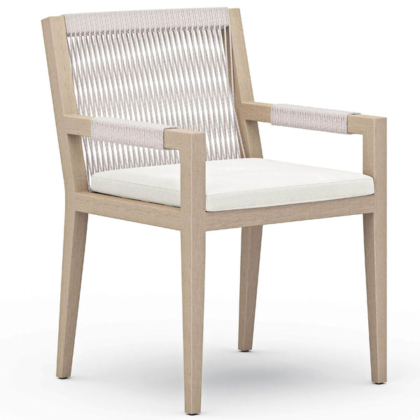 home fashion Sherwood Outdoor Dining Arm Chair Natural Ivory/Washed Brown Set of 2 by Four Hands