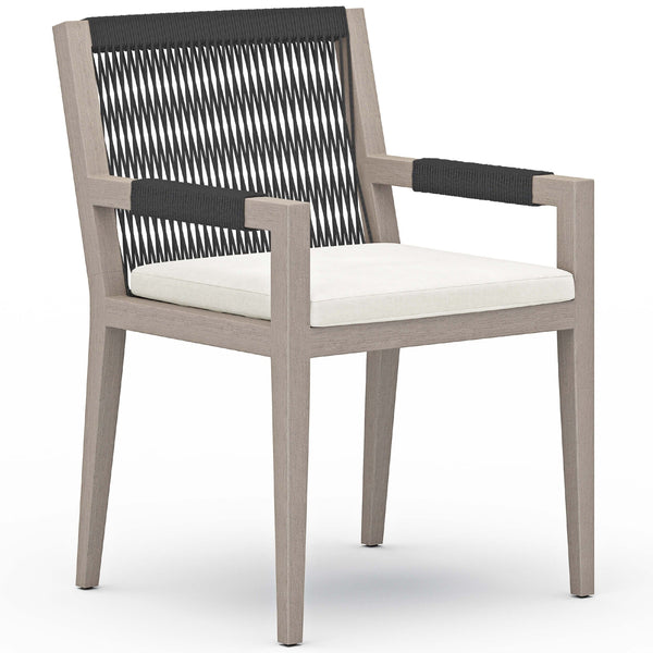 home fashion Sherwood Outdoor Dining Arm Chair Natural Ivory/Weathered Grey Set of 2 by Four Hands