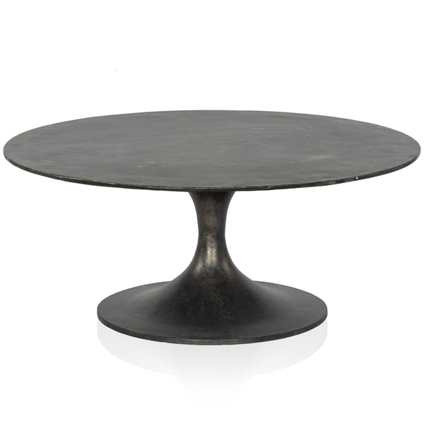 home fashion Simone Round Coffee Table Raw Black by Four Hands
