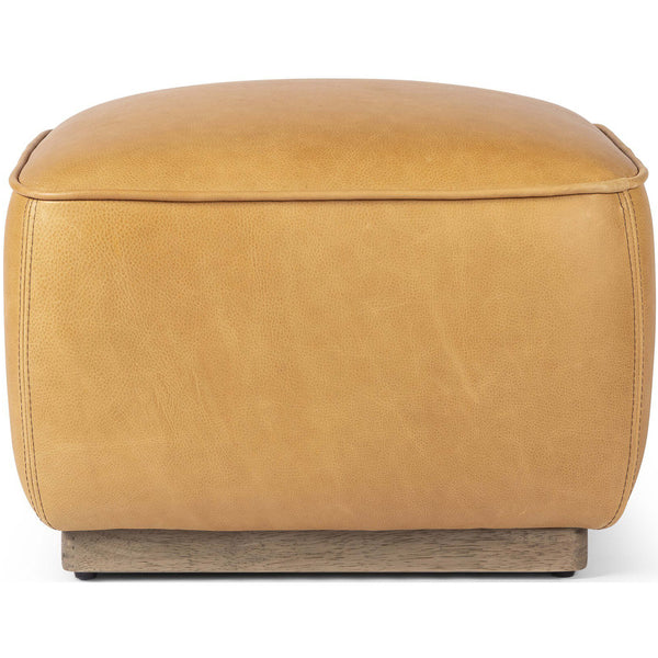 Home Fashion Sinclair 21" Square Leather Ottoman Palermo Butterscotch By Four Hands