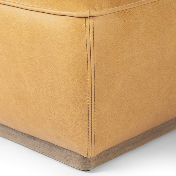 Home Fashion Sinclair 21" Square Leather Ottoman Palermo Butterscotch By Four Hands