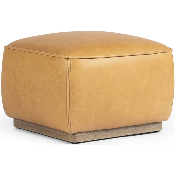 home fashion Sinclair 21" Square Leather Ottoman Palermo Butterscotch by Four Hands
