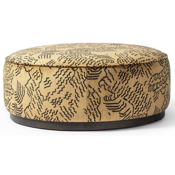 Home Fashion Sinclair Large Round Ottoman Balkan Ochre By Four Hands