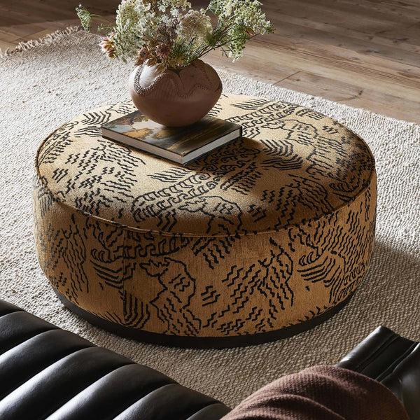 Home Fashion Sinclair Large Round Ottoman Balkan Ochre By Four Hands