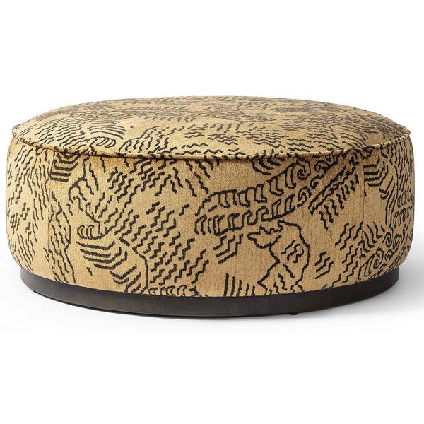 home fashion Sinclair Large Round Ottoman Balkan Ochre by Four Hands