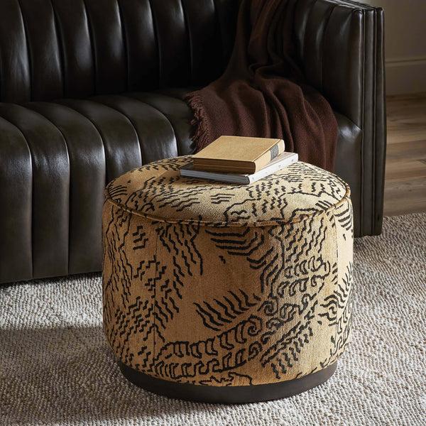 Home Fashion Sinclair Round Ottoman Balkan Ochre By Four Hands
