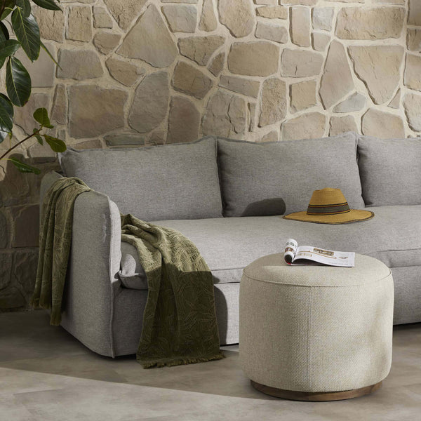 Home Fashion Sinclair Round Outdoor Ottoman Hayes Cream By Four Hands
