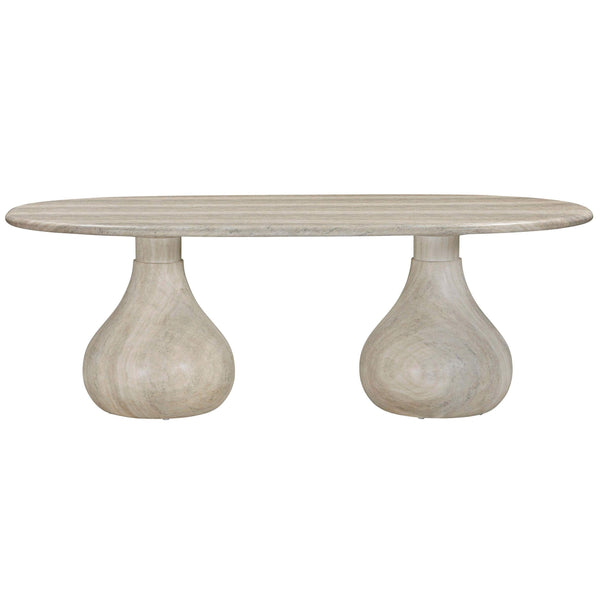 Home Fashion Smooch Outdoor Oval Dining Table Faux Travertine