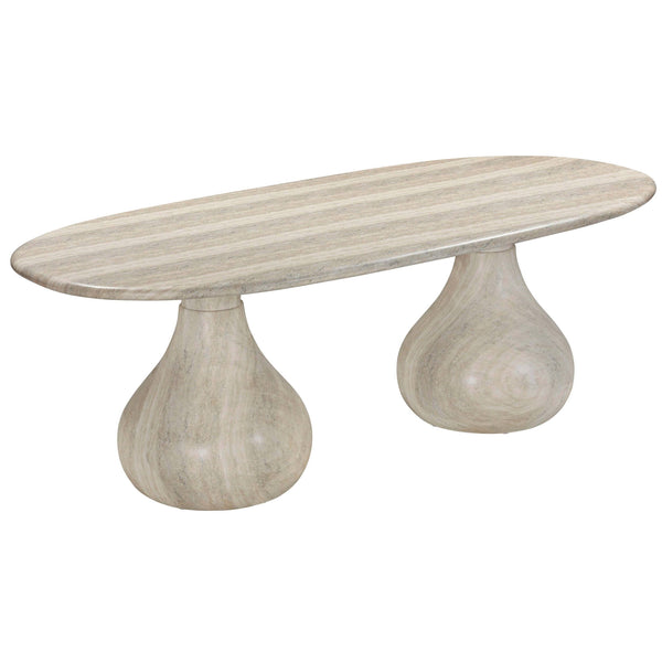 home fashion Smooch Outdoor Oval Dining Table Faux Travertine