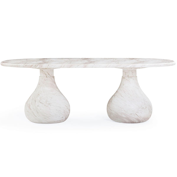 Home Fashion Smooch Oval Dining Table White Marble Print