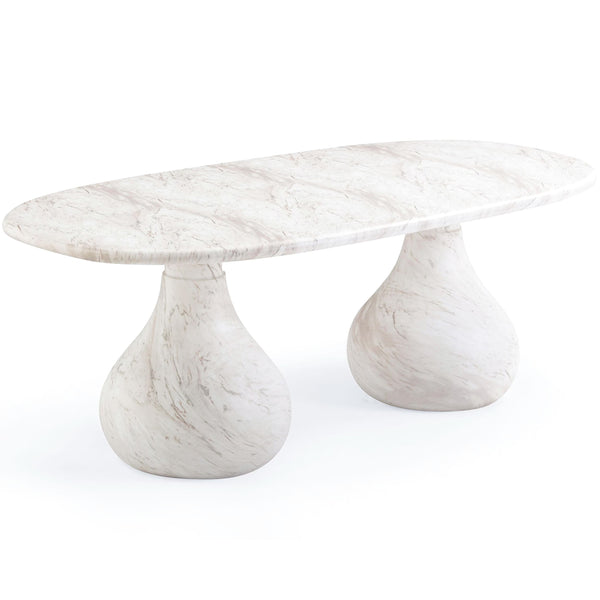 Home Fashion Smooch Oval Dining Table White Marble Print