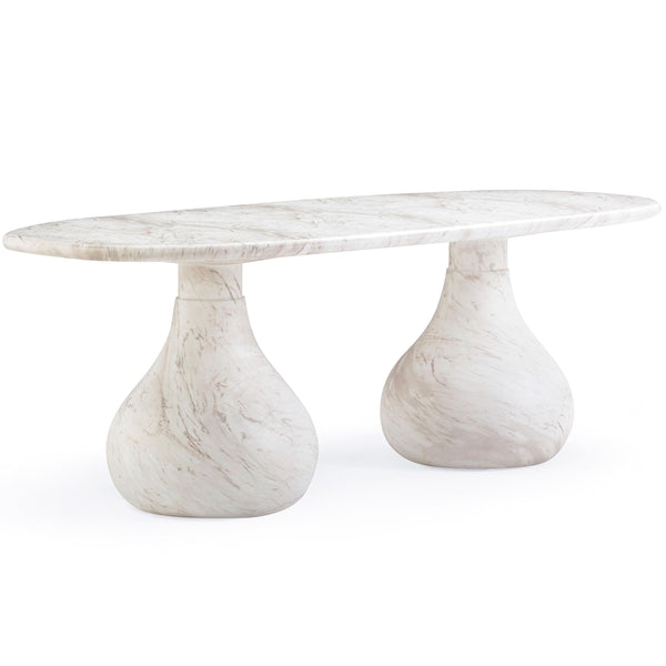 home fashion Smooch Oval Dining Table White Marble Print