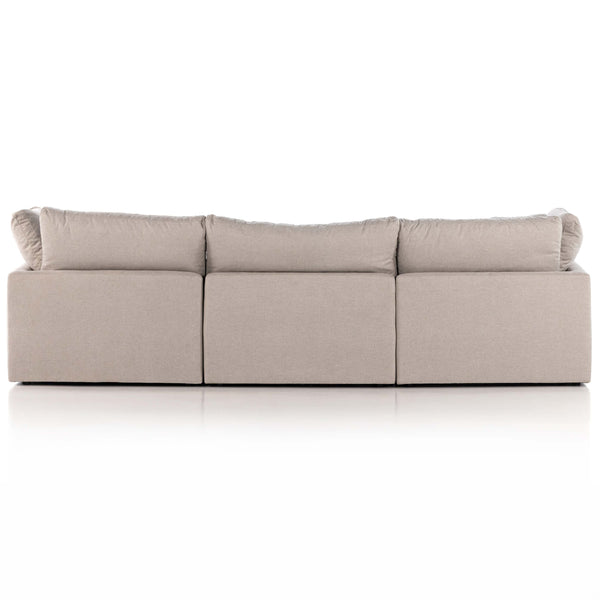 Home Fashion Stevie 4 Piece Sectional W/ Ottoman Destin Flannel By Four Hands
