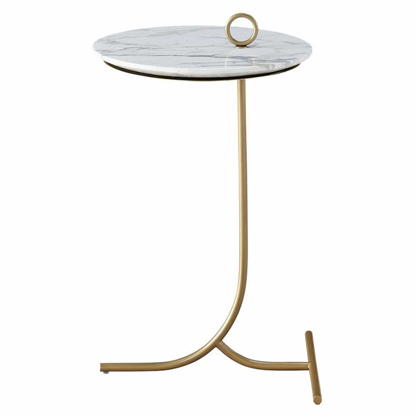 Home Fashion Stone Top Accent Table White/Grey Marble