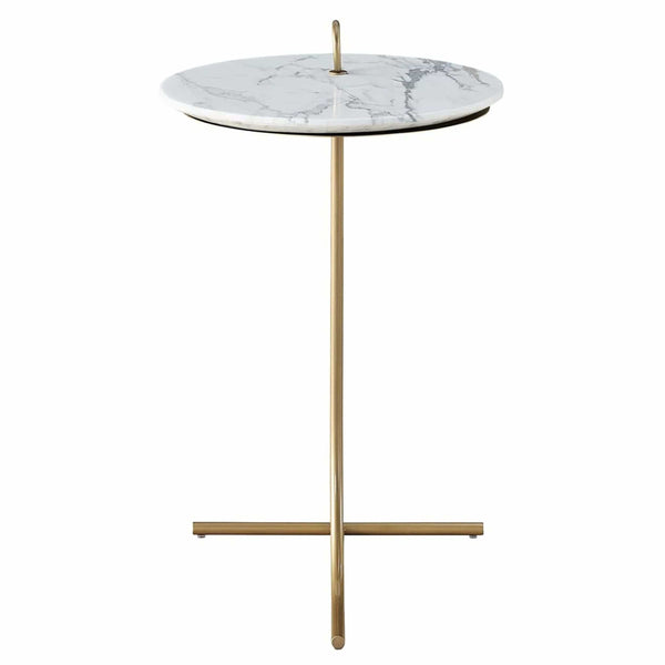 Home Fashion Stone Top Accent Table White/Grey Marble
