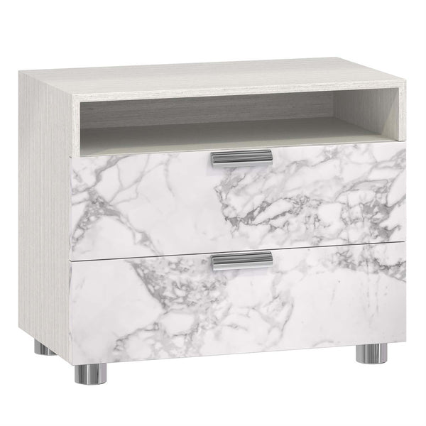 home fashion Stratum 2 Drawer Arabescato Nightstand