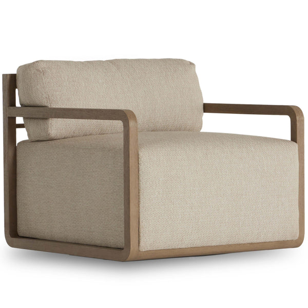 home fashion Stroud Outdoor Swivel Chair Faye Sand/Washed Brown by Four Hands