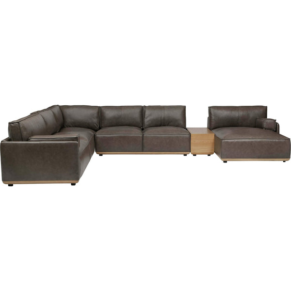 Home Fashion Sutton 5 Piece Leather Sectional York Mushroom