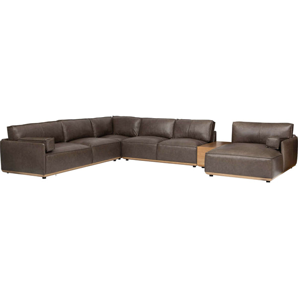home fashion Sutton 5 Piece Leather Sectional York Mushroom