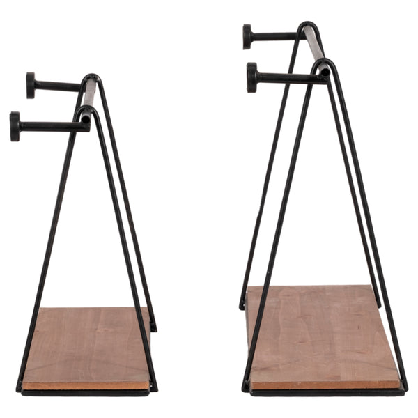 Home Fashion Swing-Like Wall Shelves Black/Brown Set Of 2
