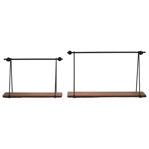 home fashion Swing-Like Wall Shelves Black/Brown Set of 2