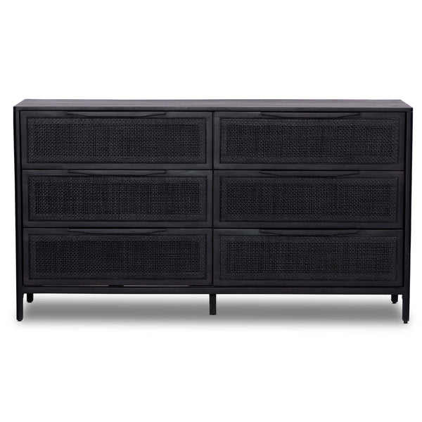 Home Fashion Sydney 6 Drawer Dresser Black Wash W/Black Cane By Four Hands
