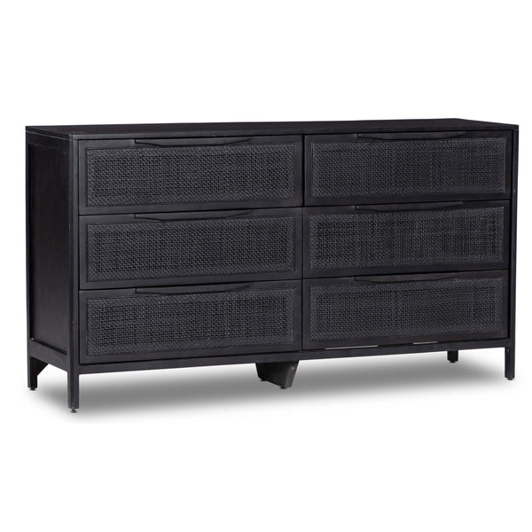 home fashion Sydney 6 Drawer Dresser Black Wash w/Black Cane by Four Hands