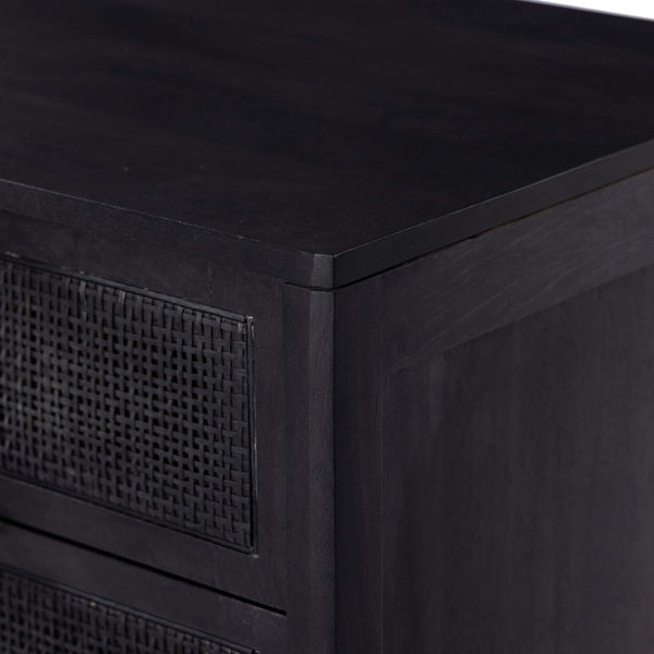 Home Fashion Sydney Large Nightstand Black Wash W/Black Cane By Four Hands