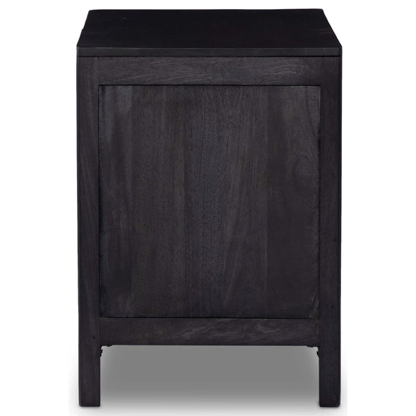Home Fashion Sydney Large Nightstand Black Wash W/Black Cane By Four Hands