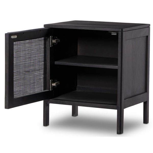 Home Fashion Sydney Left Nightstand Black Wash W/Black Cane By Four Hands