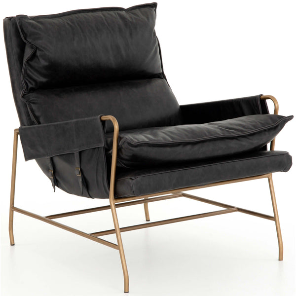 Home Fashion Taryn Leather Chair Sonoma Black By Four Hands