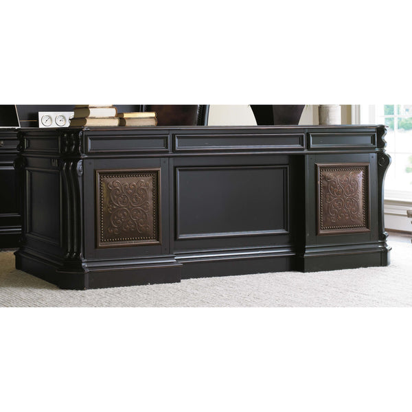 Home Fashion Telluride Executive Desk W/Leather Panels Black