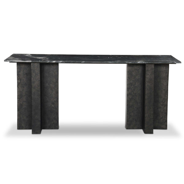 Home Fashion Terrell Large Console Table Black Marble/Raw Black By Four Hands