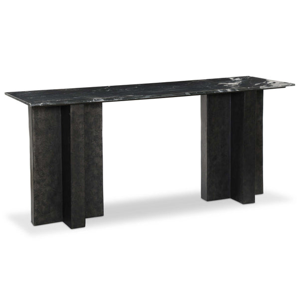 home fashion Terrell Large Console Table Black Marble/Raw Black by Four Hands