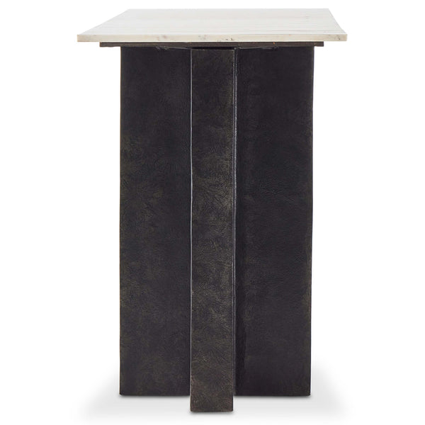 Home Fashion Terrell Large Console Table Polished White Marble/Raw Black By Four Hands
