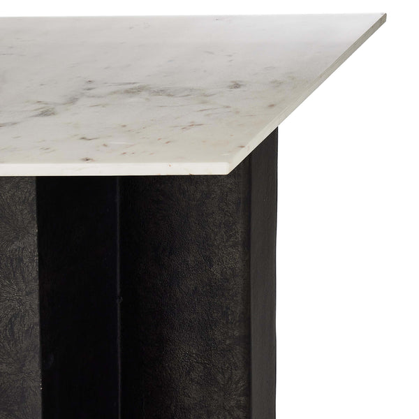 Home Fashion Terrell Large Console Table Polished White Marble/Raw Black By Four Hands