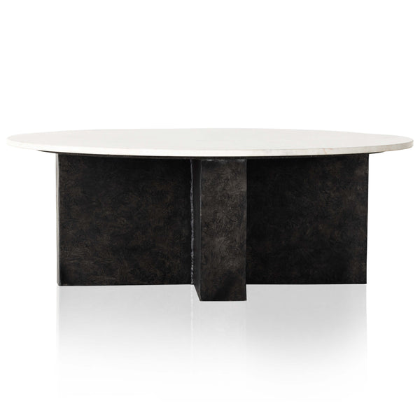 Home Fashion Terrell Round Coffee Table White Marble By Four Hands