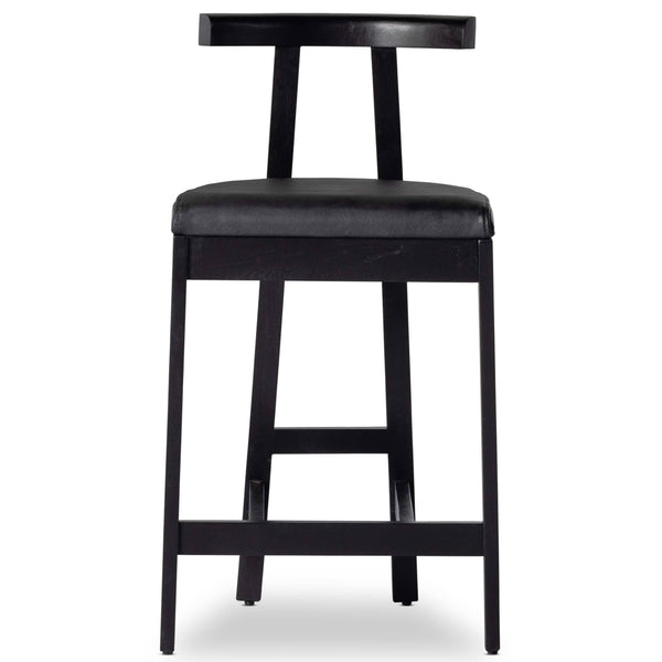 Home Fashion Tex Leather Bar & Counter Stool Black By Four Hands