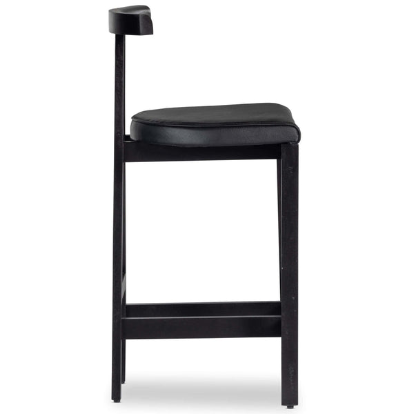 Home Fashion Tex Leather Bar & Counter Stool Black By Four Hands