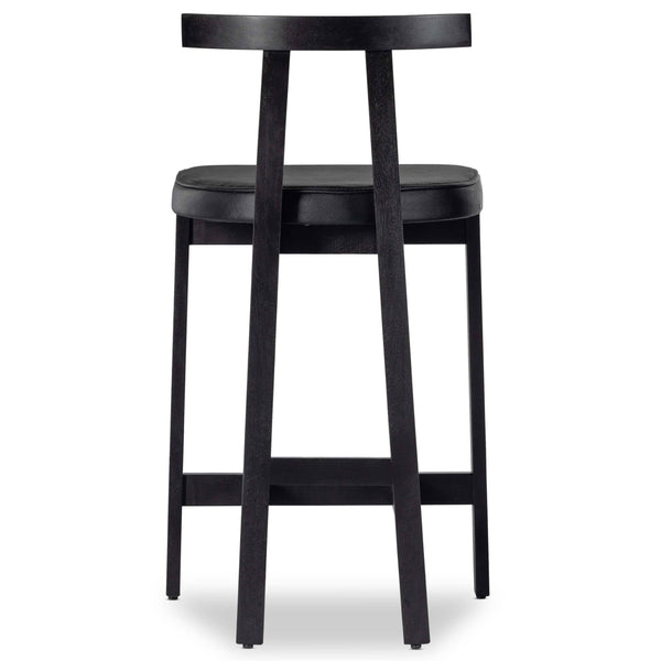 Home Fashion Tex Leather Bar & Counter Stool Black By Four Hands