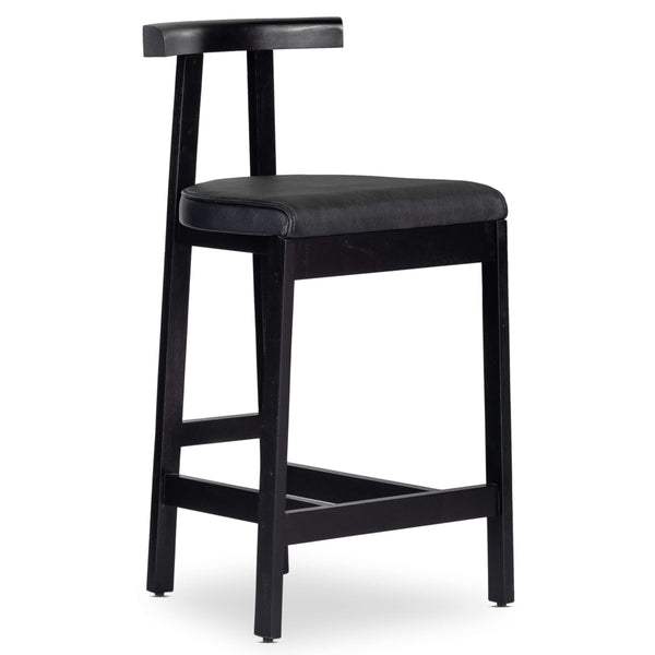 home fashion Tex Leather Bar & Counter Stool Black by Four Hands